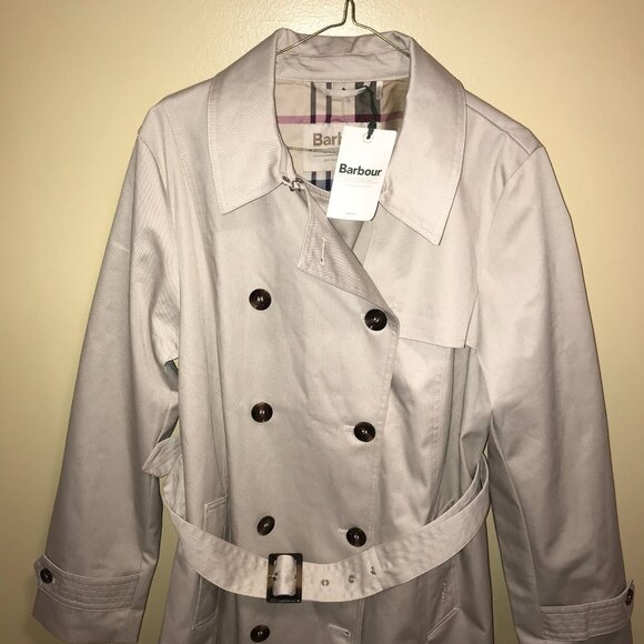 Women's Barbour Short Greta Showerproof Trench Coat Jacket-Size 14 - Picture 9 of 16